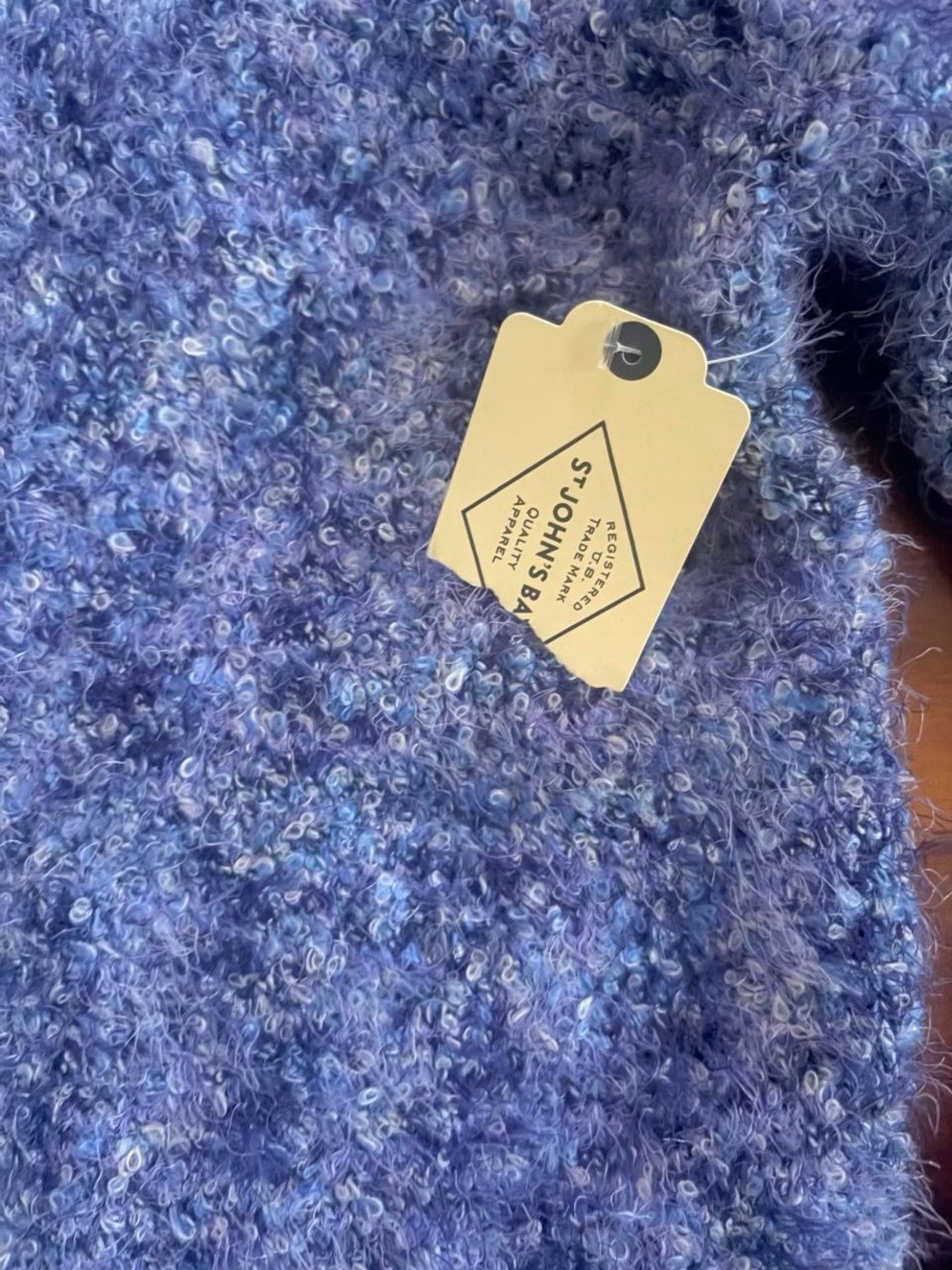 St. John's Bay Blue Bouclé Funnel Neck has Sweater with Multicolor Flecks NWT - Picture 3 of 5